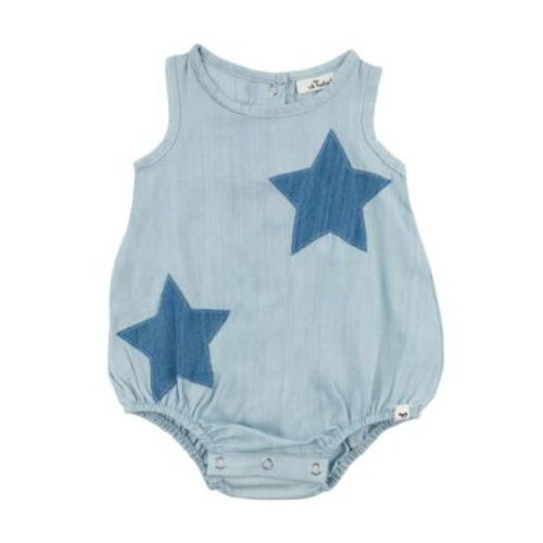 Girls' Lyocell Denim Stars Applique Bubble - Baby
