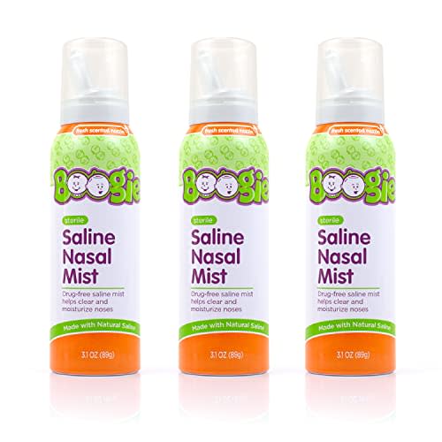 Boogie Mist aby Saline Nasal Spray, Allergy Relief, Nasal Decongestant, Made with Saline, Fresh, 3.1 Ounce (Pack of 3)…