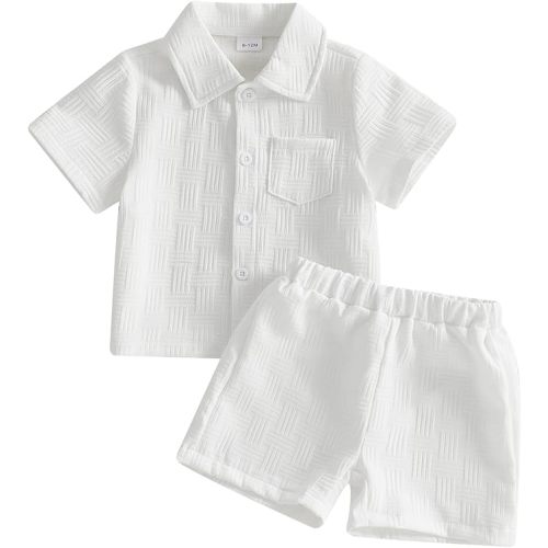 Thorn Tree Toddler Boy Outfit Button Down Shirt Short Sleeve Tops Elastic Waist Shorts Solid Baby Clothes Summer Outfits