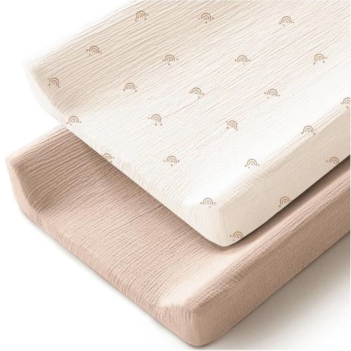 Changing Pad Cover for Neutral Baby Muslin Soft Cotton Diaper Changing Table Pad Cover Changing Pad Sheets for Girls and Boys - 2 Pack