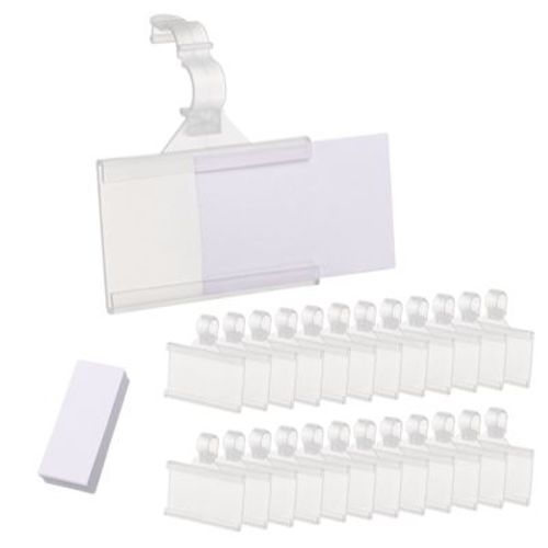 Unique Bargains Wire Shelf Label Holder with Label Papers for Baskets 25 Pcs
