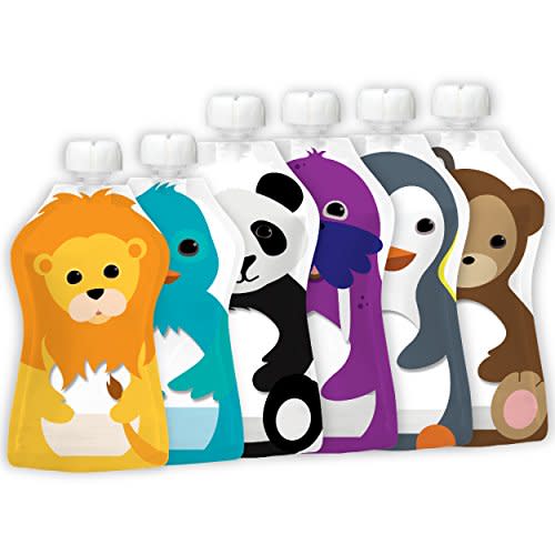Squooshi Reusable Baby Food Pouches for Toddlers | BPA Free Plastic, Food Safe, Freezer Safe | Refillable for Applesauce Yogurt & Puree Squeeze Pouch
