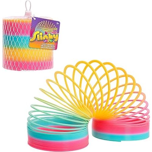 Slinky the Original Walking Spring Toy, 5-inch Diameter Plastic Rainbow Giant Slinky, Fidget Toy, Kids Toys for Ages 5 Up by Just Play