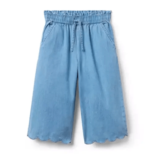 Girl Gaia Light Wash Chambray Scalloped Pant by Janie and Jack