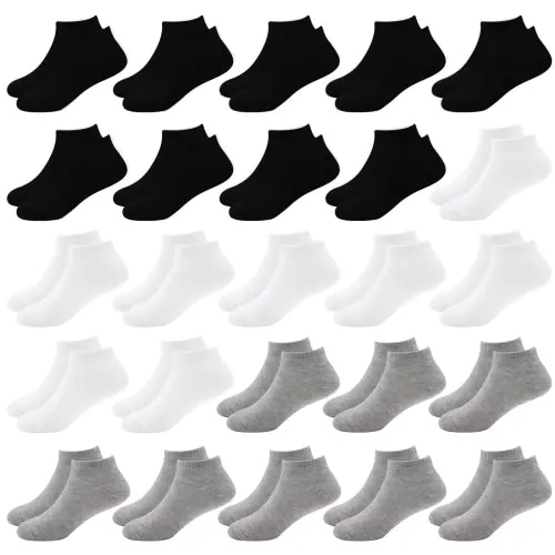 25 Pairs Toddler Socks, Boys Socks Kids Ankle Socks 1-13 Years Low Cut Half Cushion Socks for Boys Girls