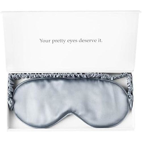 Silk Sleep Mask Light Blocking Luxury 19mm Silk Eye Mask 100% Mulberry Eye Cover Blindfold Ultra Soft Light and Comfy Anti Aging Skin Care with Travel Bag Gift Package