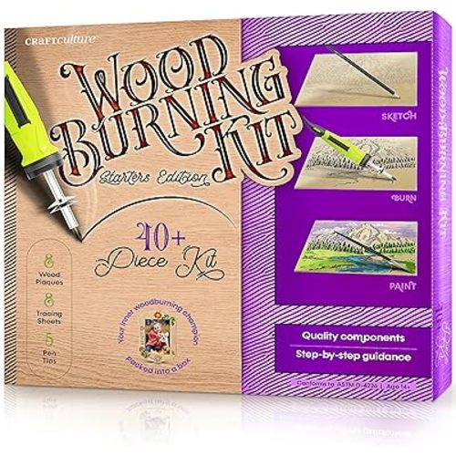 Beginners Wood Burning Kit - Cool Gifts - Craft Projects. Best Gift Idea. Teen Woodburning DIY Hobby Kits. Art Crafts Activities