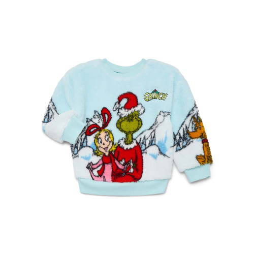 The Grinch Toddler Girls' Plush Faux Shearling Holiday Sweater, Sizes 12M-5T