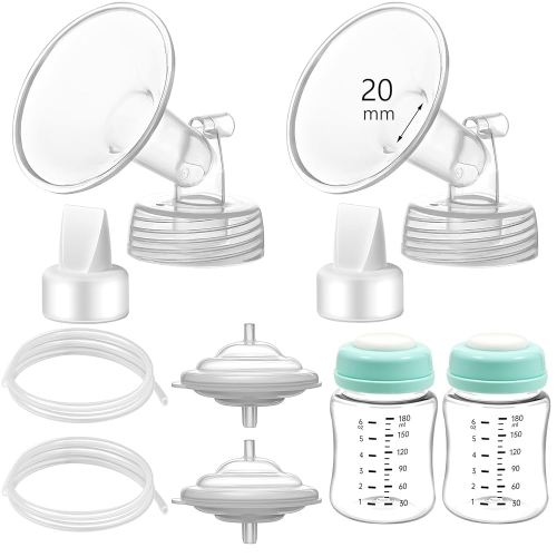 Pump Parts Compatible with Spectra S1/S2/9 Plus, Not Original Accessories, Full Set Replacements Include 20mm Flange, Duckbill Valve, Backflow Protector, Tubing and Bottle