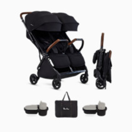 Silver Cross Jet Double Stroller and Accessory Bundle - Black