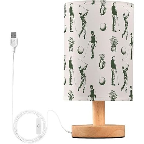 Bedroom Lamp Sport Vintage Golf Bedside Table Lamp with USB Port Desk Light LED Night Light for Nightstand
