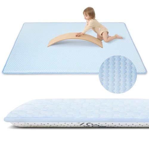 Huloo Sleep Baby Play Mat, 1.3 Thick Memory Foam Floor Tummy Time Mat, Soft & Breathable, Non-Slip Rectangular for Toddlers’ Playtime & Rest(Light Blue,59"x79")