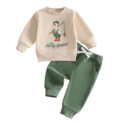Toddler Baby Boy Fall Winter Outfits Sweatshirt with Joggers Pants | Long Sleeve,Cewneck Pullover Tops,Elastic Waist Sweatpants,6 12 18 24 Month 2T 3T 4T Clothes Set