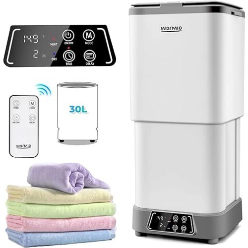 30L Towel Warmer,Large Luxury Towel Warmers, Hot Towel Warmer with Dryer, Adujustable Heating Time Setting, Fragrance Disc,12h Delay Time,Towel Warmers for Bathroom, Spa Home(White-Pewter)