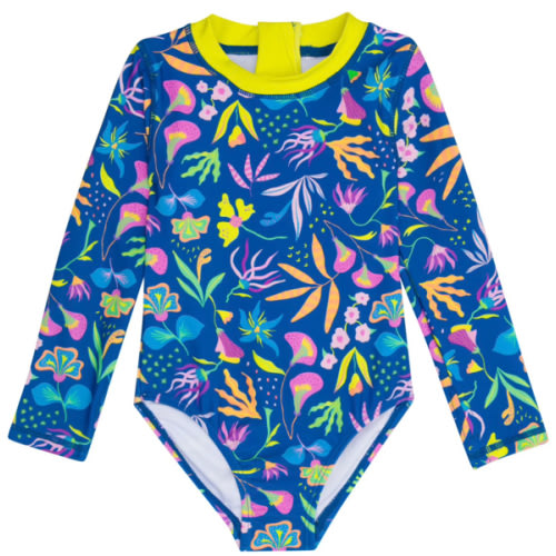 Girls Long Sleeve Surf Suit (One Piece Bodysuit) | "Tropadelic"