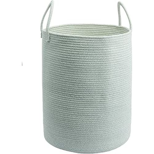 Cotton Rope Laundry Basket Hamper for Clothes Woven Storage Basket for Living Room Bedroom Boho Tall Rope Baskets for Blanket Toys Pillow Towels Baby Nursery Hamper Bin green Large