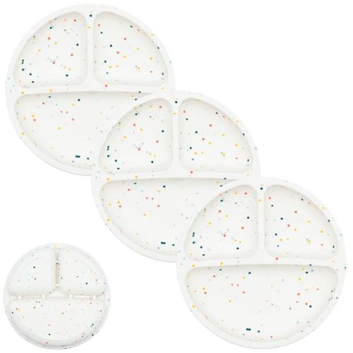 WeeSprout Silicone Divided Plates (No Lids), 100% Food Grade Silicone Divided Plates for Toddlers & Kids, Dishwasher & Microwave Safe