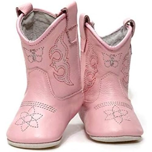 Real Leather Cowboy Cowgirl Boots Customizable Premium Box Soft Sole for Baby Infant Toddler Girls Newborn Crib Prewalkers Special Occasion