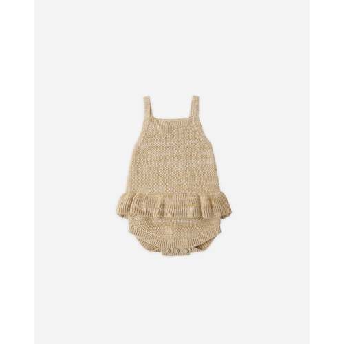 Knit Ruffle Romper Heathered Honey