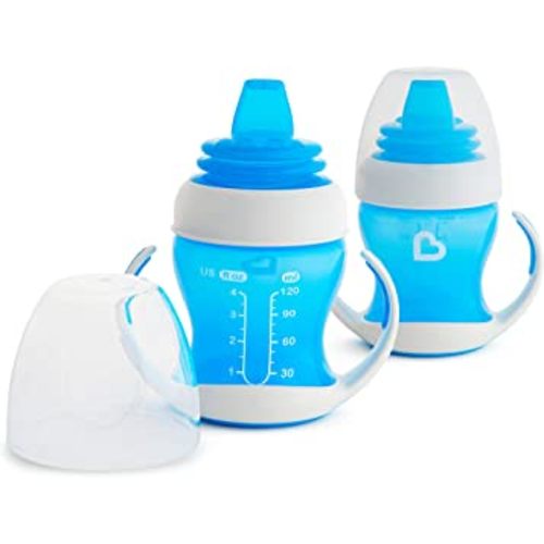 Munchkin® Gentle™ Transition Sippy Trainer Cup, 4 Ounce, 2 Pack, Blue