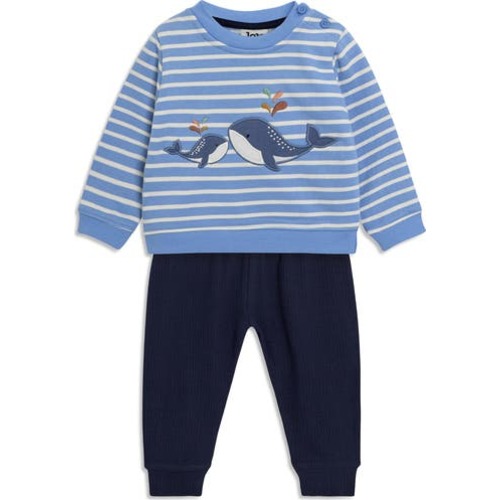 Whale Appliqué Sweatshirt & Crinkled Joggers Set, 0-3M