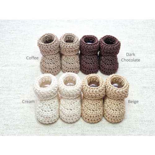 Crochet Baby Booties: 100 percent Mercerized Cotton, Newborn Gift, Baby Shower, Pregnancy Announcement