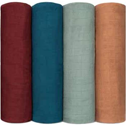 Comfy Cubs Muslin Swaddle Blankets Neutral Receiving Blanket Swaddling, Wrap for Boys and Girls, Baby Essentials, Registry & Gift (Wine, Neptune, Fern, Caramel)