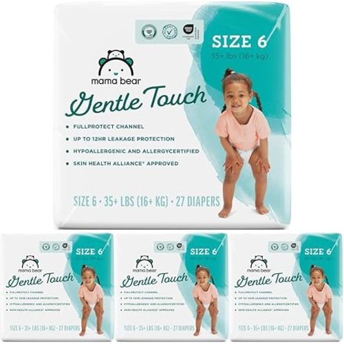 Amazon Brand - Mama Bear Gentle Touch Diapers, Hypoallergenic with Leak Protection, Size Newborn, 120 Count (4 packs of 30)