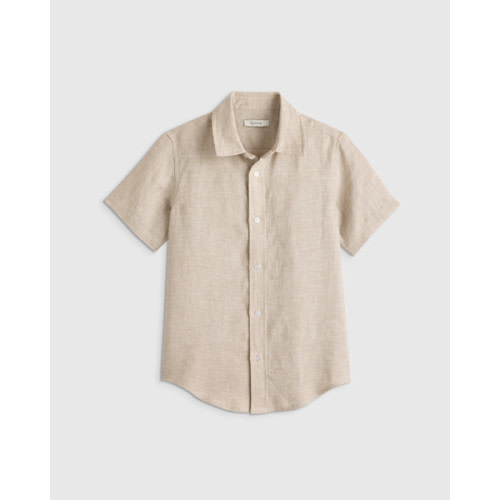 100% European Linen Short Sleeve Shirt in Flax