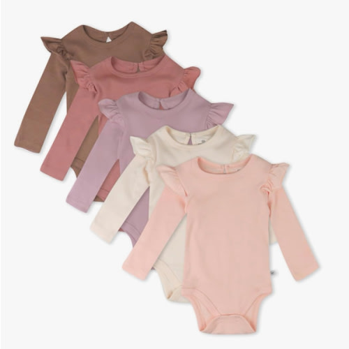 HonestBaby Long Sleeve Bodysuits Multipack Organic Cotton for Infant Baby Girls