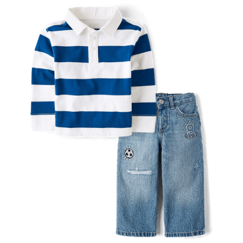 Baby And Toddler Embroidered Varsity 2-Piece Outfit Set - Multi