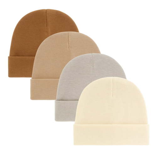 Pack of 4pcs Newborns Cotton Bonnet Hats Soft Stretchy Unisex Baby Nursing Caps for 0 to 3 Months Multiple Occasion