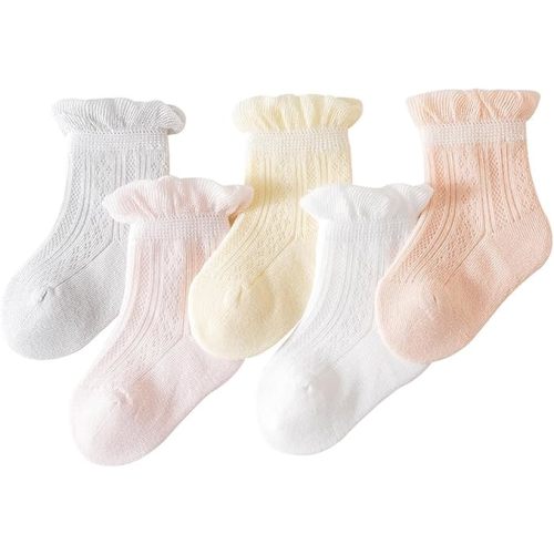 Baby Girls Socks Newborn Frilly Ruffle Cotton Infant Cute Princess Socks for Toddler Dress 5 Pairs