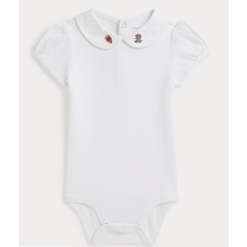 Embroidered-Collar Cotton Bodysuit