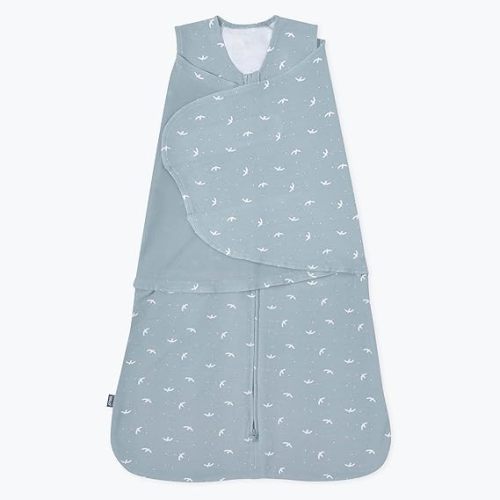 HALO 100% Cotton Sleepsack Swaddle, 3-Way Adjustable Wearable Blanket, TOG 1.5, Birds, Newborn, 0-3 Months