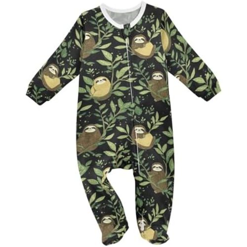 Pink Flamingos Pineapples Baby One-Piece Footies Long Sleeve Rompers Pajamas Zip Front Pjs for Boys Girls kids 3M