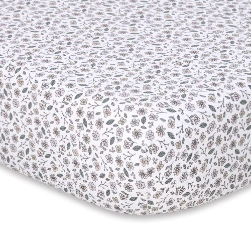 Bilbi Jersey Cot Fitted Sheet Wildflower Pink