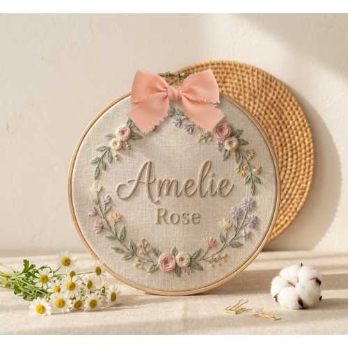 Custom Embroidered Baby Announcement Sign