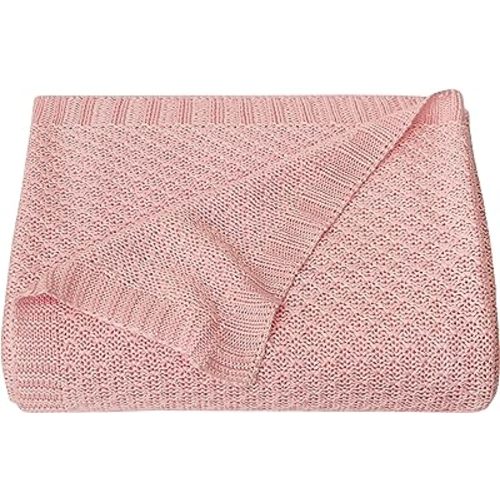 NTBAY Cooling Baby Blanket - Cable Knit Toddler Blanket - Rayon Derived from Bamboo, Soft and Breathable 30x40 Blanket, 30x40 Inches, Pink