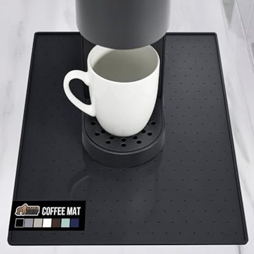 GORILLA GRIP Silicone Coffee Mat, Espresso Bar Essentials, 10x14, Black