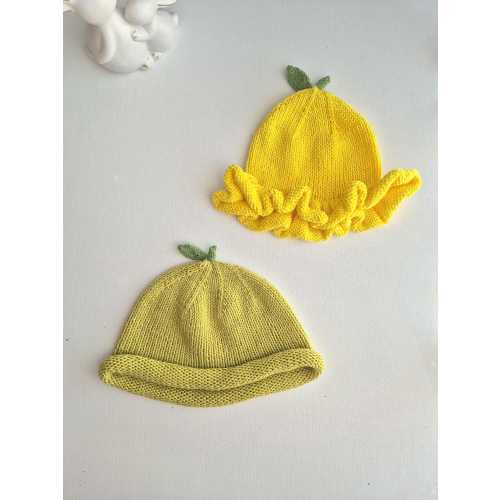 Lemon Baby Hat, Organic Cotton Baby Bucket Hat, Summer Baby Photo Prop, Newborn Hospital Hat, First Birthday Gift
