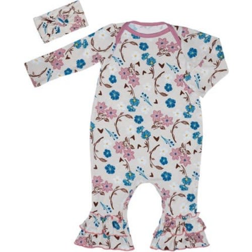 Ruffle Romper & Head Wrap Set, 0-3M
