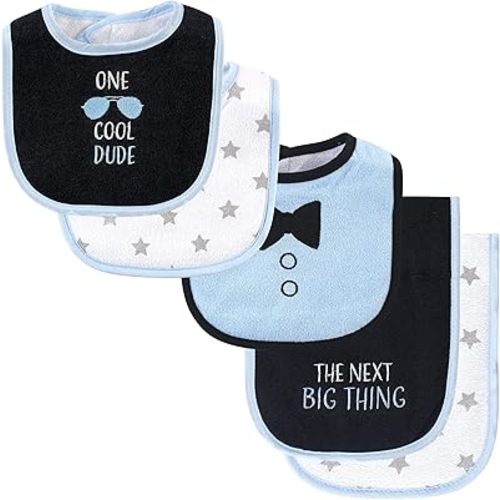 Hudson Baby Unisex Baby Cotton Terry Bib and Burp Cloth Set, One Cool Dude, One Size