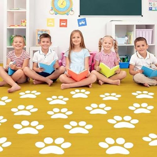 ReliThick 30 Pcs Large Paw Print Floor Decals Wall Clings Window Stickers
