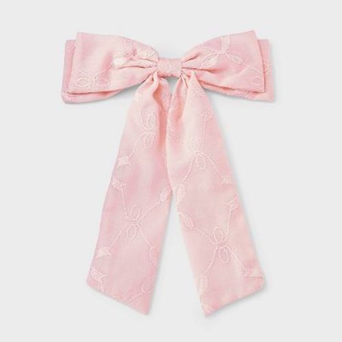 Girls' Embroidered Barrette Bow - Cat & Jack™ Pink