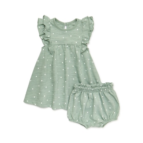 easy-peasy Baby Girls Print Dress and Diaper Cover, Sizes 0-24 Months