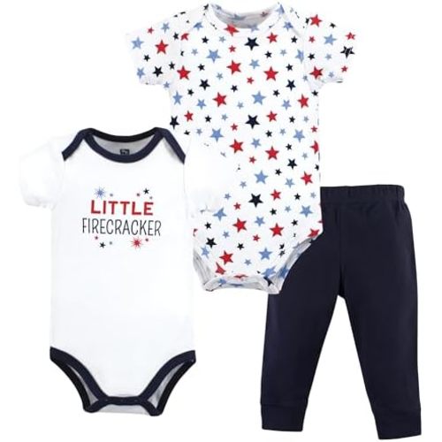Hudson Baby Unisex Baby Cotton Bodysuit and Pant Set, Firecracker