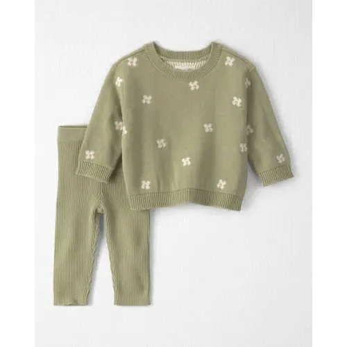 Baby Girl 2-Piece Organic Cotton Sweater Knit Top & Pant Set