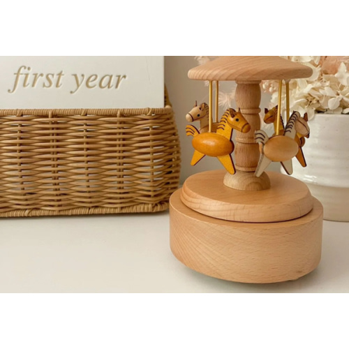 Heirloom Wooden Musical Carousel - Horses