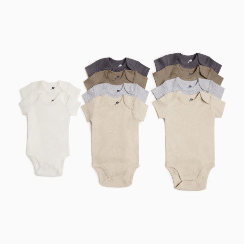 Small Story Organic Cotton Grow With Me Short Sleeve Bodysuits (10 Pack) - Core Neutrals, One Size